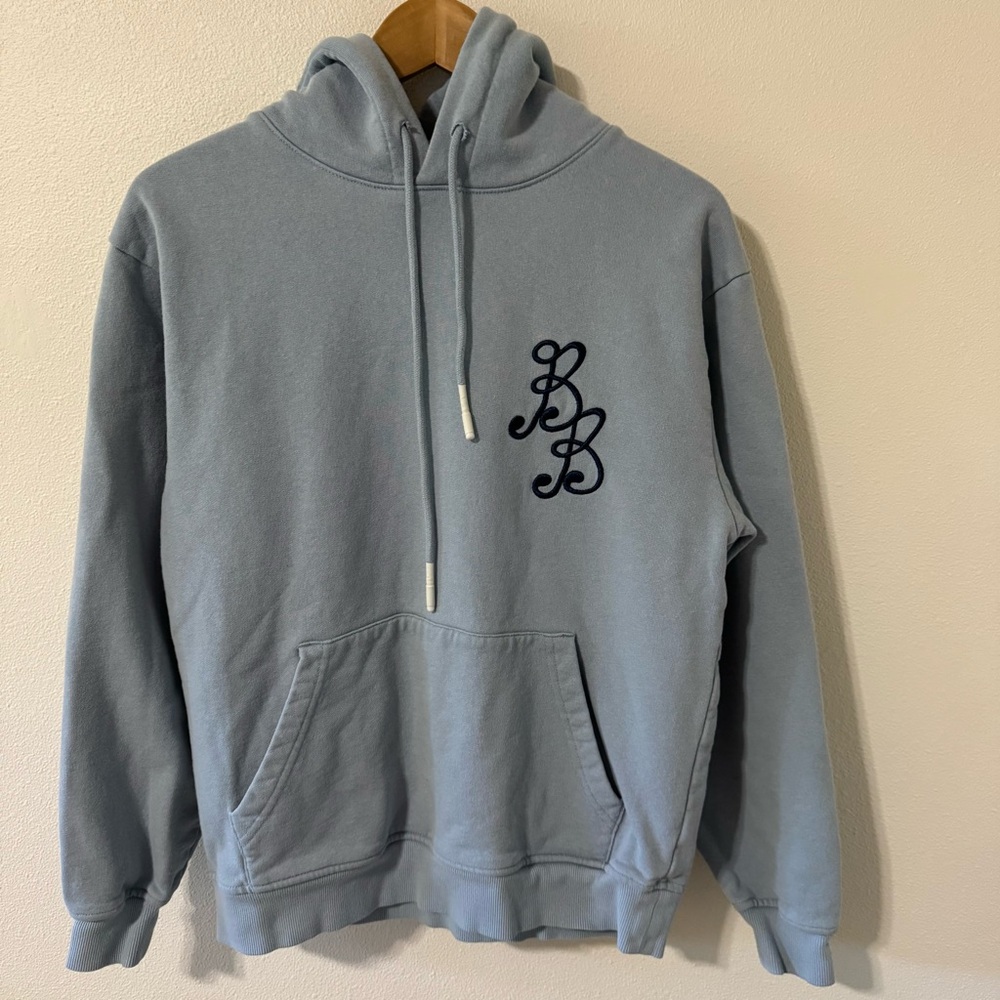 Bogey Boys Essential Hoodie Light Blue Embroidered Script Logo Heavyweight-S
